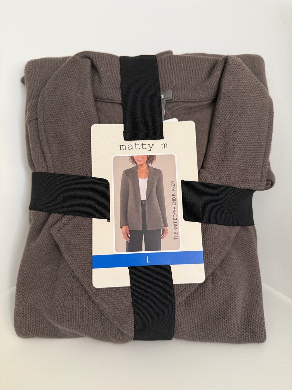 Matty M Knit Boyfriend Blazer - Brown Gray